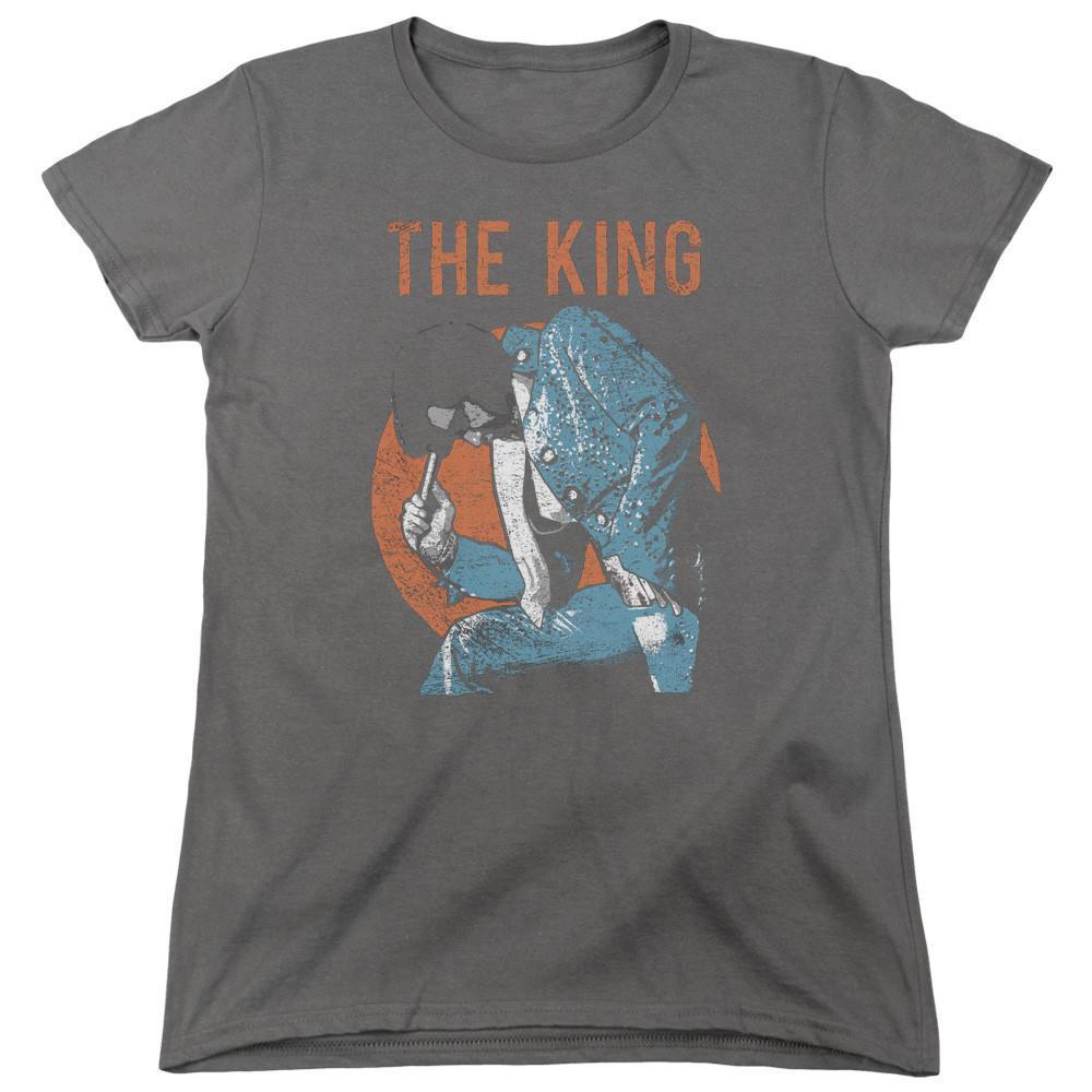 Elvis Presley Mic In Hand Classic Womens T-Shirt Charcoal